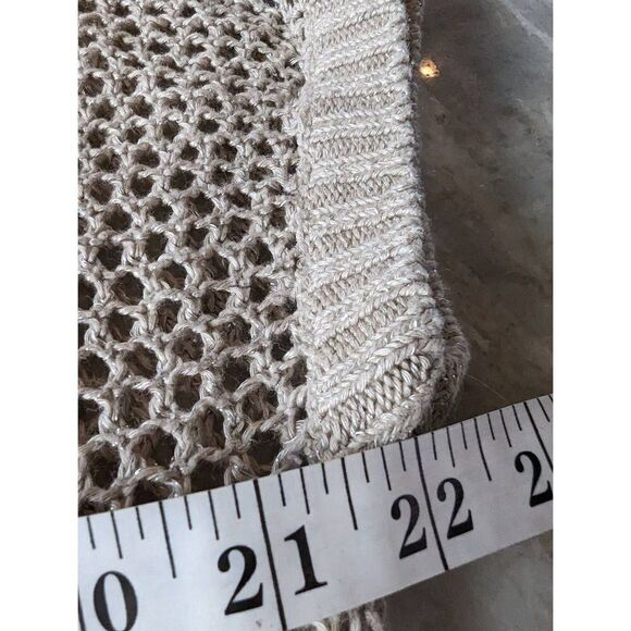 Tommy Bahama Women's Open Knit Boat Neck Sheer Pullover Tunic Sweater Tan Small - Picture 6 of 8